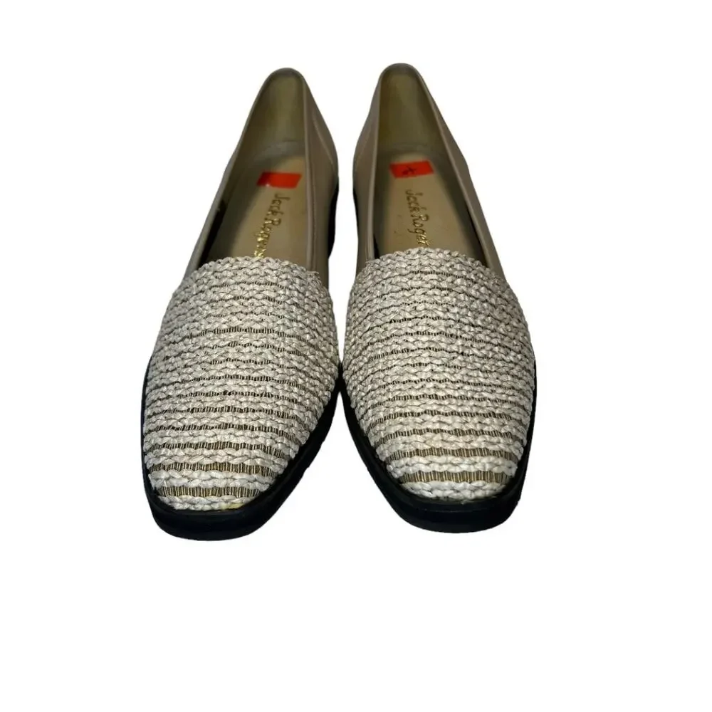 Jack Rogers Woven Fabric Toe Slip On Wedge Heel Shoe Size 8.5N
